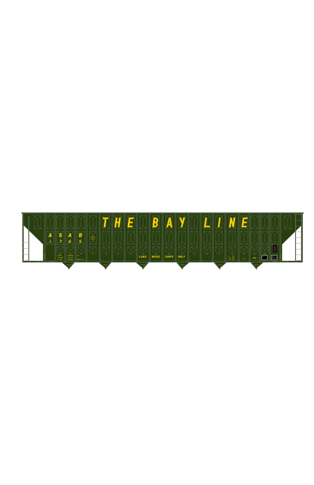 The Bay Line Atlanta and St Andrews Bay Woodchip Hopper Car Yellow