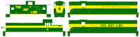 Atlanta and St Andrews Bay Line Locomotive and Caboose Green and Yellow