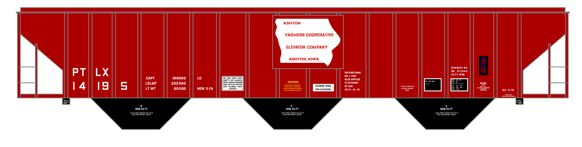 Ashton Iowa Cooperative Elevator PS2-CD Covered Hopper White