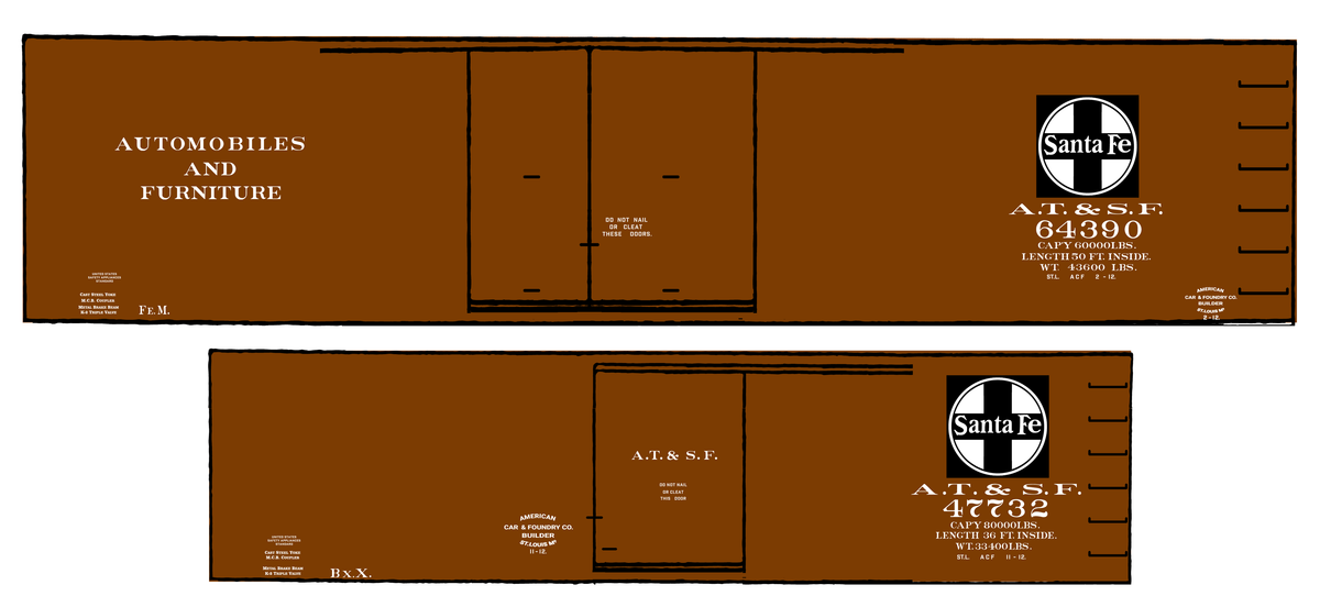 Santa Fe 36 Ft and 50 Ft Wood Boxcar White