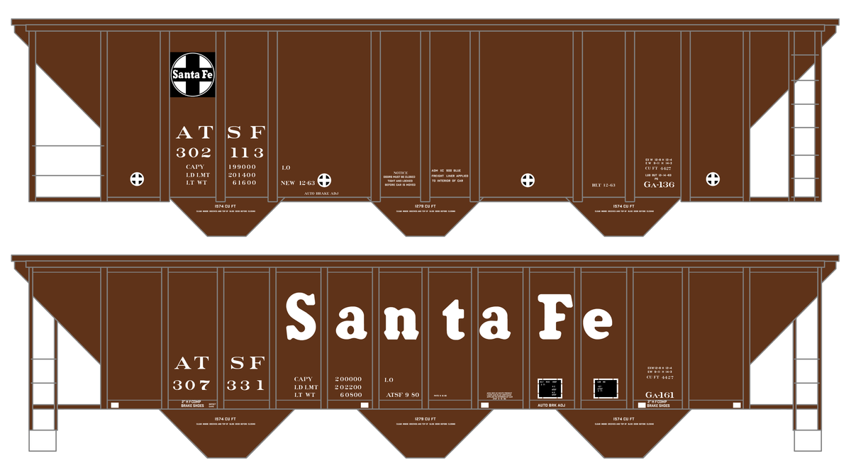 Santa Fe 4427 Cu Ft Covered Hopper White  - Decal