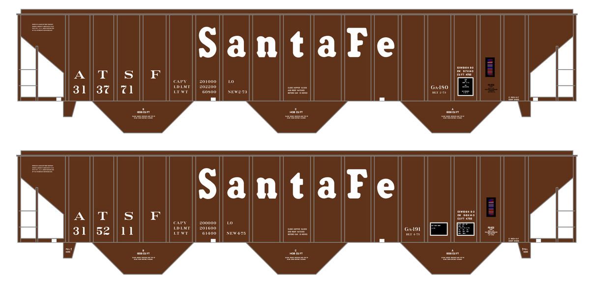 Santa Fe 4750 Cu Ft PS-2CD Covered Hopper White  - Decal