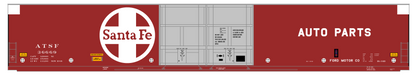 Santa Fe 86 Ft Pullman Auto Parts Boxcar White and Yellow