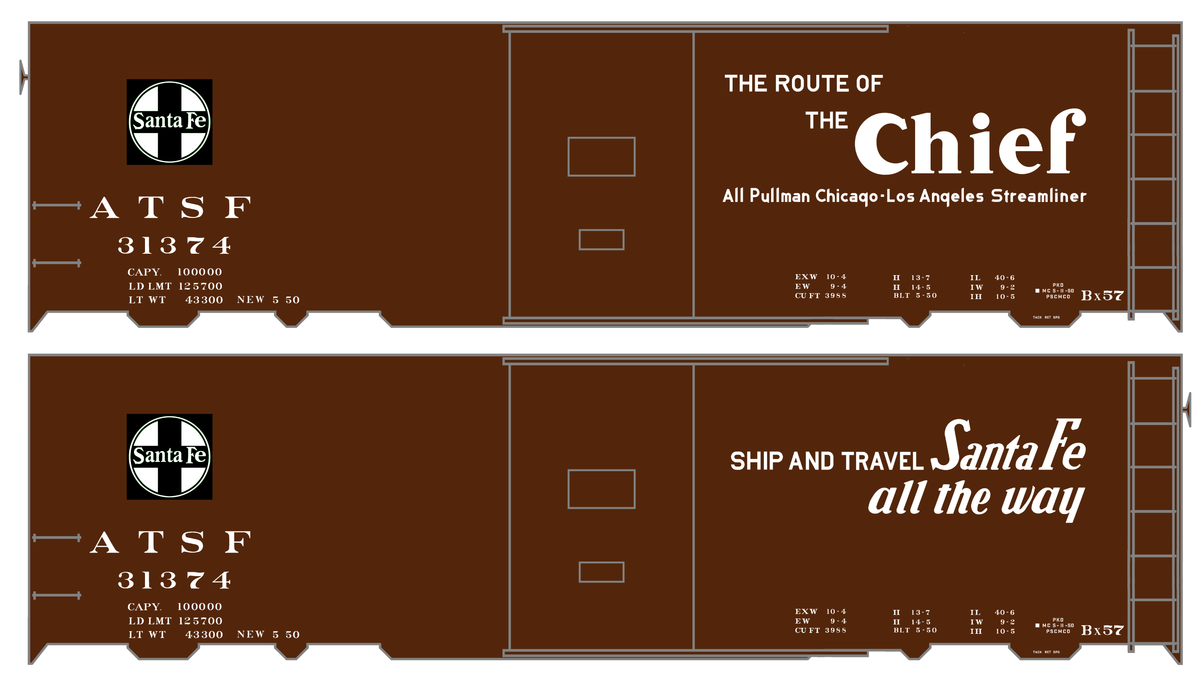Santa Fe 40 Ft Single Door Boxcar White Chief - Decal