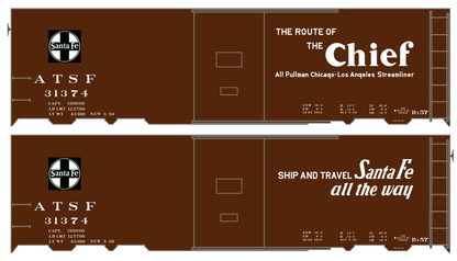 Santa Fe 40 Ft Single Door Boxcar White Chief - Decal