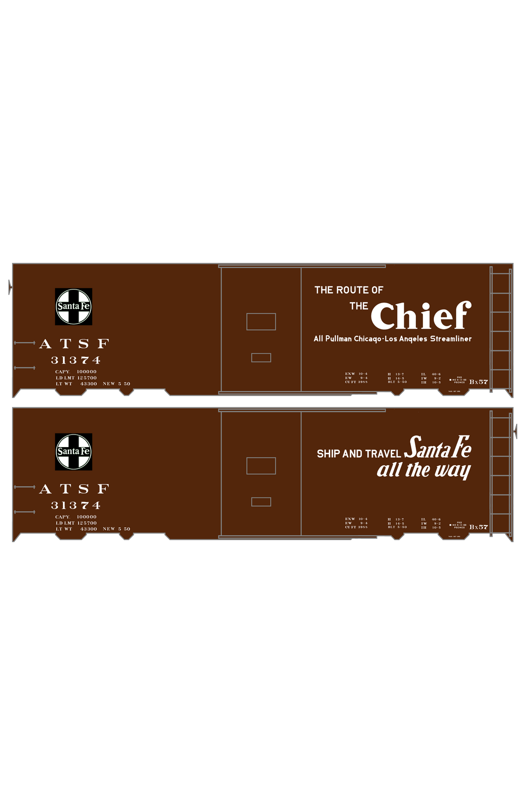 Santa Fe 40 Ft Single Door Boxcar White Chief