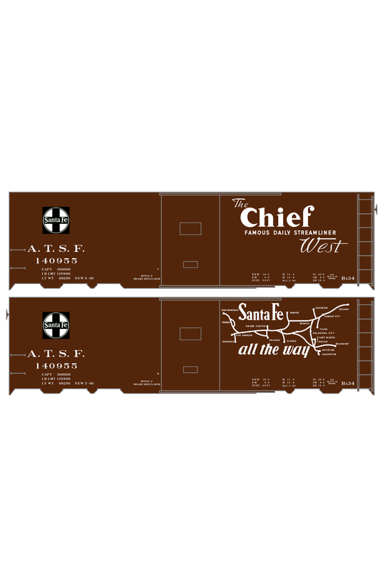 Santa Fe 40 Ft Single Door Boxcar White Chief Curvy Map
