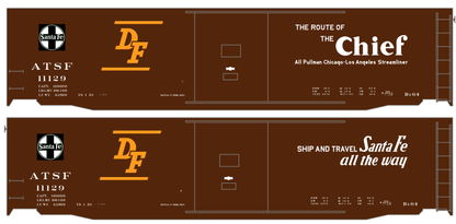Santa Fe 50 Ft DF Boxcar White and Orange Chief - Decal