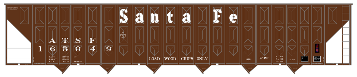 Santa Fe Jumbo Woodchip Hopper White  - Decal