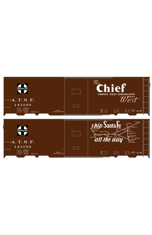 Santa Fe 40 Ft Single Door Boxcar White Chief/Map