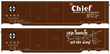 Santa Fe 50 Ft Double Door Boxcar White Chief/Map - Decal