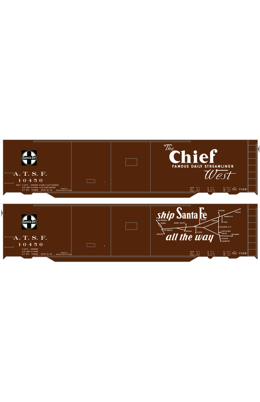 Santa Fe 50 Ft Double Door Boxcar White Chief/Map