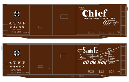 Santa Fe 40 Ft Double Door Fe-26 Boxcar White Chief/Map - Decal