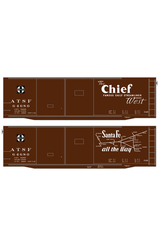 Santa Fe 40 Ft Double Door Fe-26 Boxcar White Chief/Map