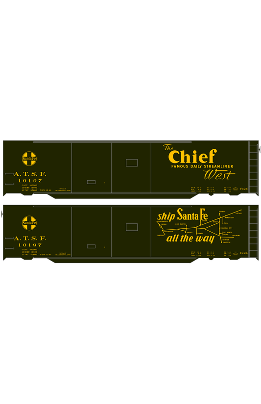 Santa Fe 50 Ft Double Door Express Boxcar Dulux Gold Chief/Map