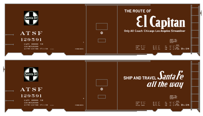 Santa Fe 40 Ft Single Door Boxcar White El Capitan - Decal