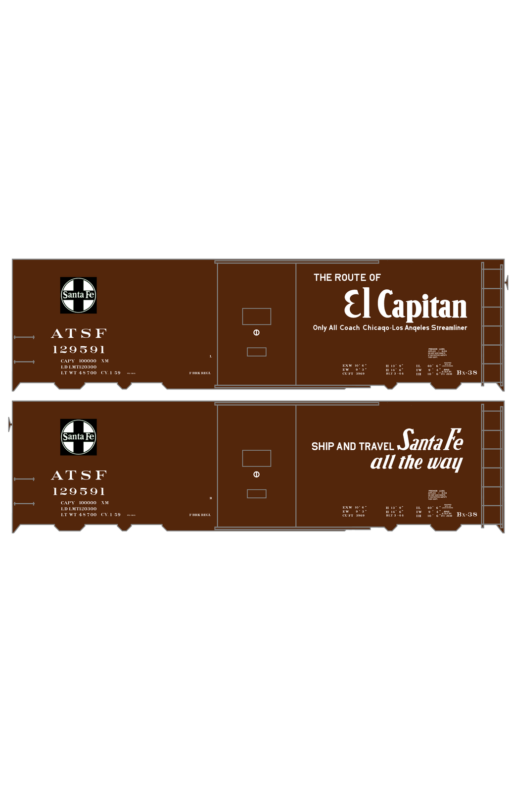 Santa Fe 40 Ft Single Door Boxcar White El Capitan