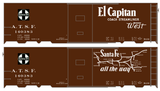 Santa Fe 40 Ft Single Door Boxcar White El Capitan Curvy Map - Decal