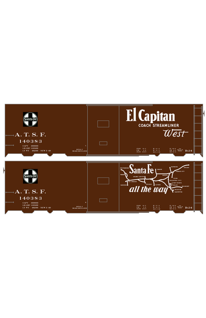 Santa Fe 40 Ft Single Door Boxcar White El Capitan Curvy Map