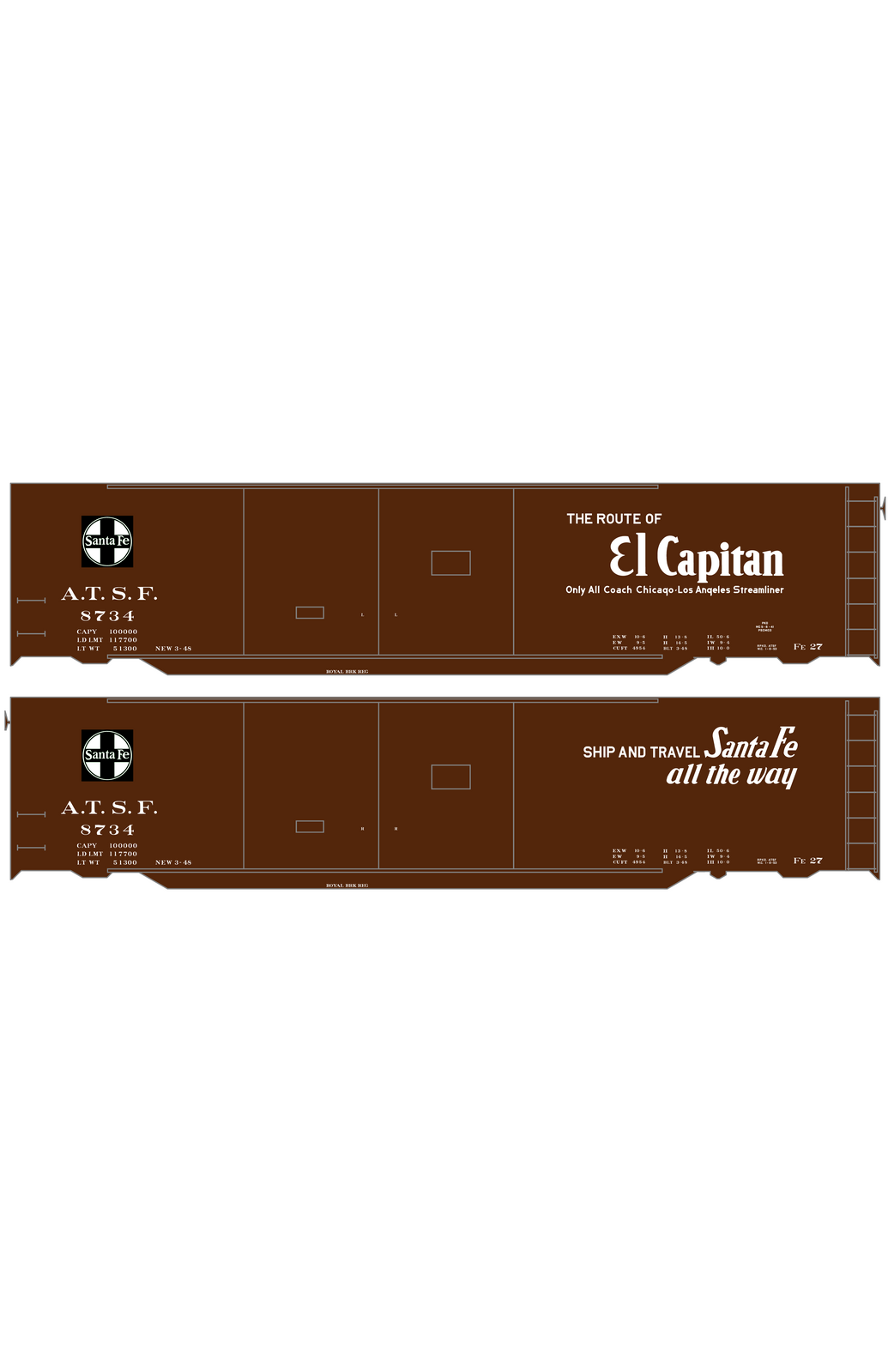 Santa Fe 50 Ft Double Door Boxcar White El Capitan