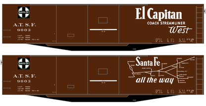 Santa Fe 50 Ft Double Door Fe-20 Boxcar White El Capitan/Map - Decal