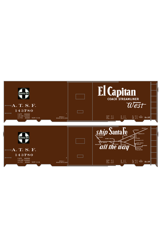 Santa Fe 40 Ft Single Door Boxcar White El Capitan/Map