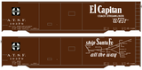 Santa Fe 50 Ft Double Door Boxcar White El Capitan/Map - Decal