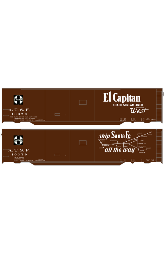 Santa Fe 50 Ft Double Door Boxcar White El Capitan/Map