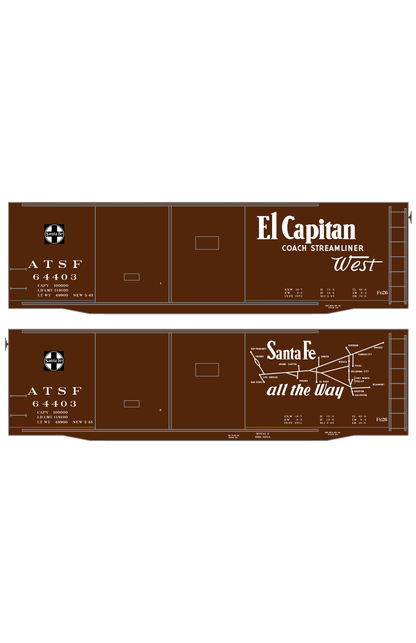 Santa Fe 40 Ft Double Door Fe-26 Boxcar White El Capitan/Map