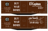 Santa Fe 40 Ft Single Door Boxcar White El Capitan Buy War Bonds - Decal