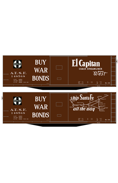 Santa Fe 40 Ft Single Door Boxcar White El Capitan Buy War Bonds