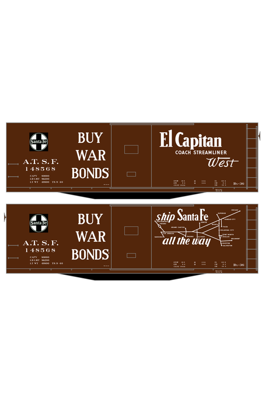 Santa Fe 40 Ft Single Door Boxcar White El Capitan Buy War Bonds