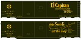 Santa Fe 50 Ft Double Door Express Boxcar Dulux Gold El Capitan/Map - Decal