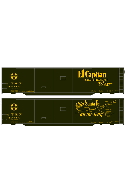 Santa Fe 50 Ft Double Door Express Boxcar Dulux Gold El Capitan/Map