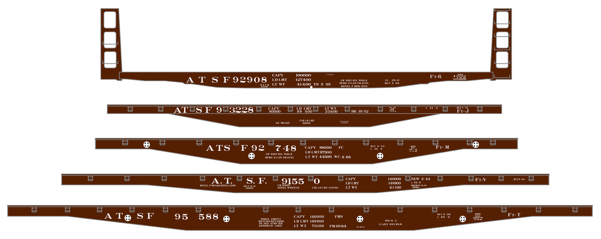 Santa Fe Flat Car White 1940s – 1960s