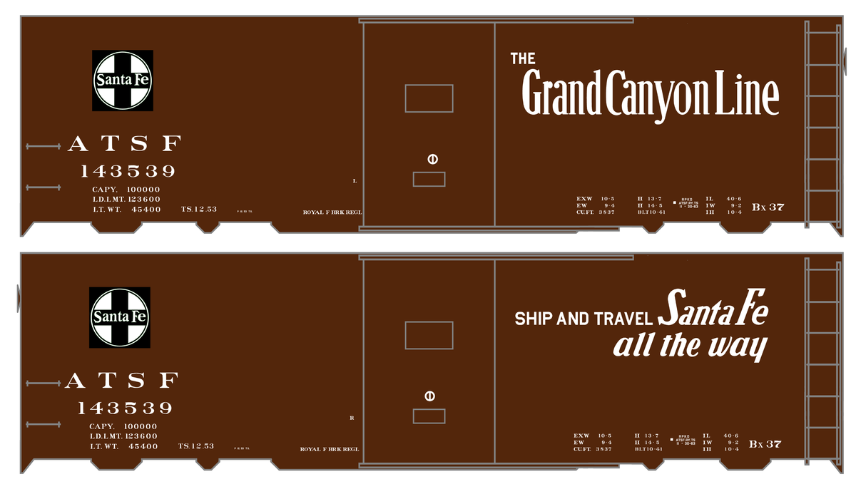 Santa Fe 40 Ft Single Door Boxcar White Grand Canyon - Decal