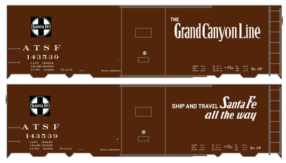 Santa Fe 40 Ft Single Door Boxcar White Grand Canyon - Decal