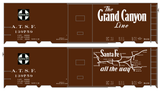 Santa Fe 40 Ft Single Door Boxcar White Grand Canyon Curvy Map - Decal