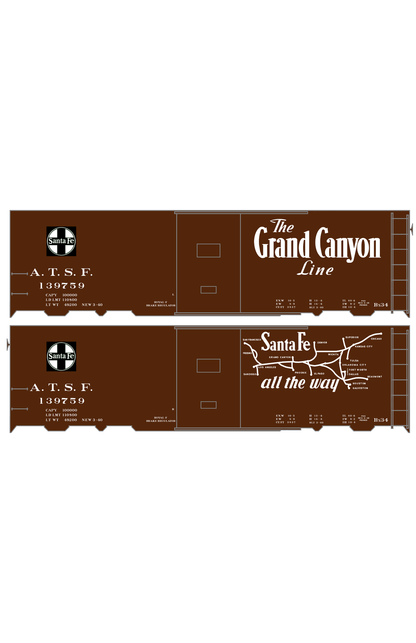Santa Fe 40 Ft Single Door Boxcar White Grand Canyon Curvy Map