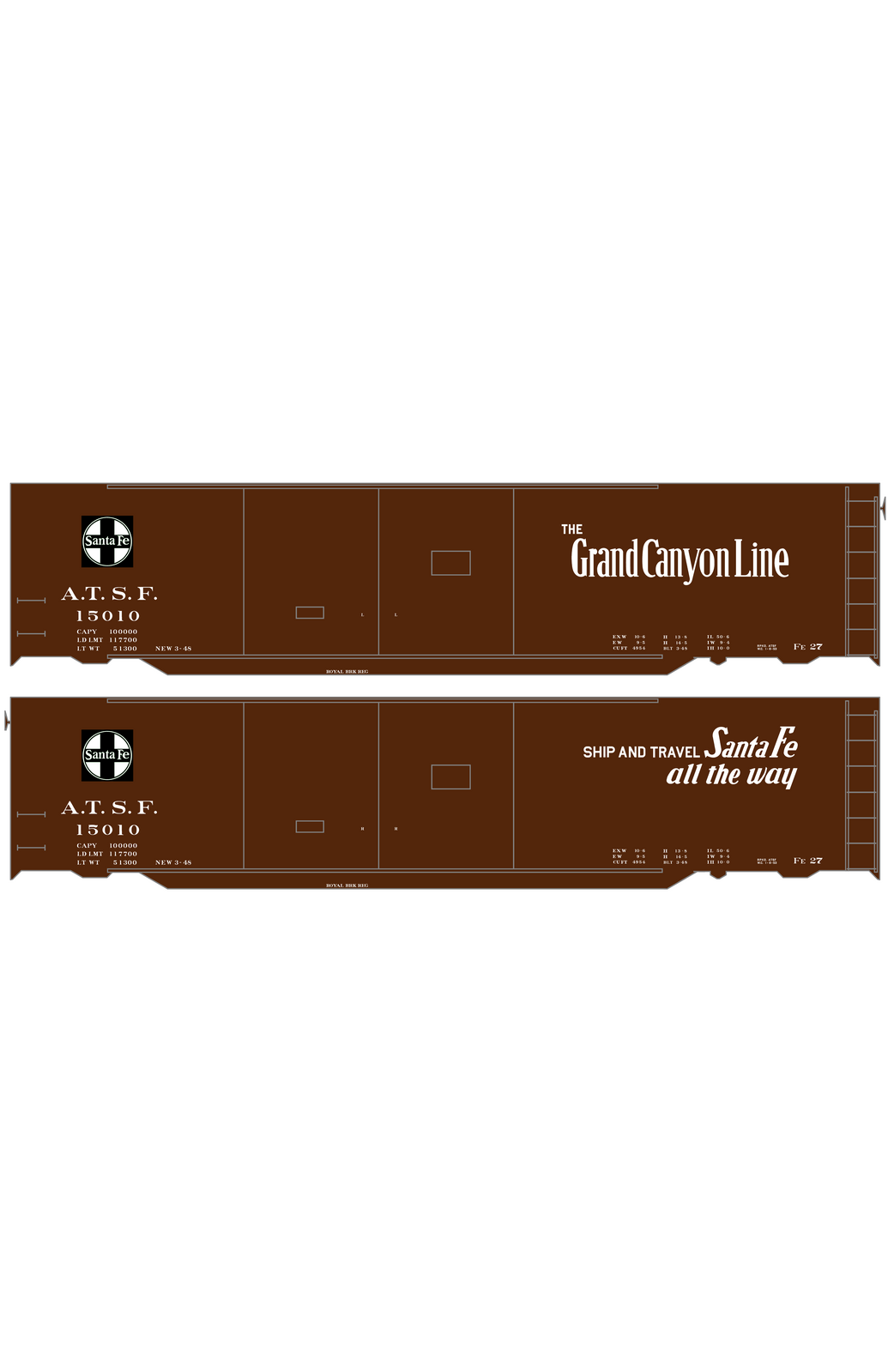 Santa Fe 50 Ft Double Door Boxcar White Grand Canyon