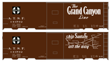 Santa Fe 40 Ft Single Door Boxcar White Grand Canyon/Map - Decal