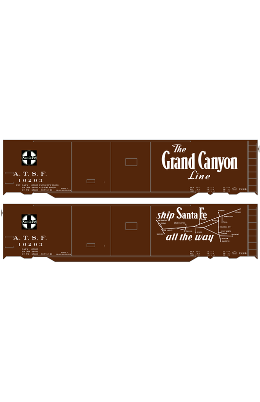 Santa Fe 50 Ft Double Door Boxcar White Grand Canyon/Map