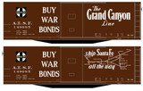 Santa Fe 40 Ft Single Door Boxcar White Grand Canyon Buy War Bonds - Decal