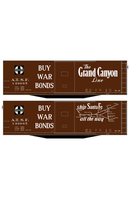 Santa Fe 40 Ft Single Door Boxcar White Grand Canyon Buy War Bonds