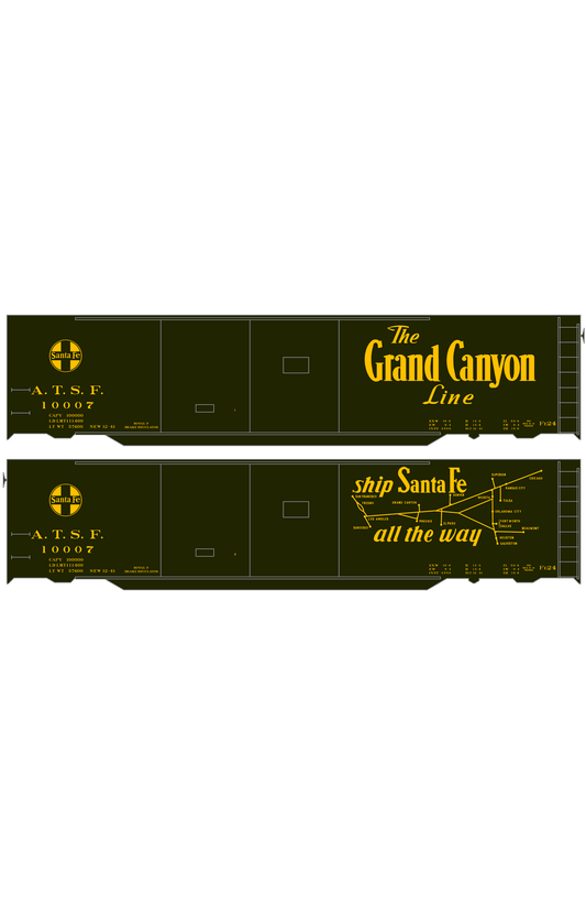 Santa Fe 50 Ft Double Door Express Boxcar Dulux Gold Grand Canyon/Map