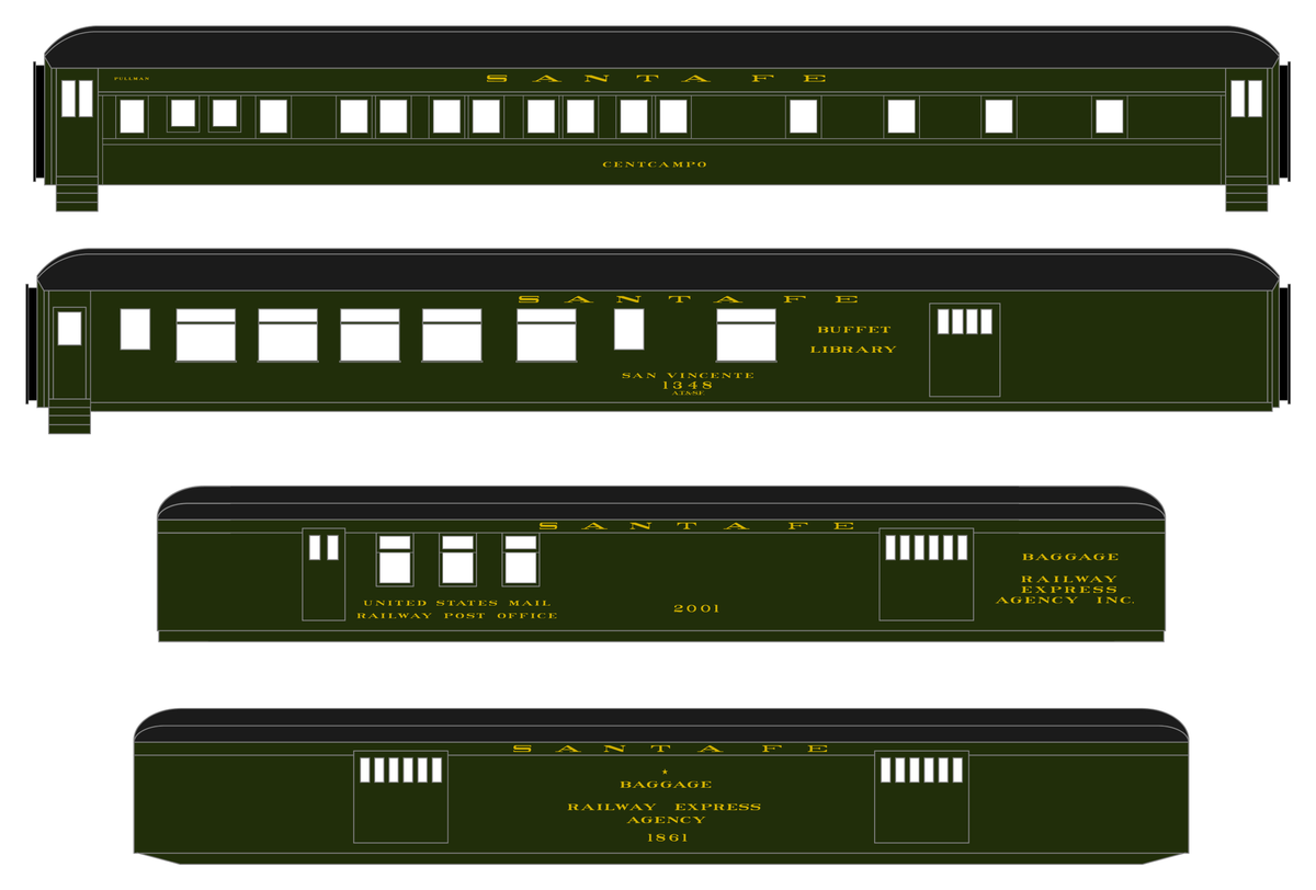 Santa Fe Heavyweight Passenger Cars Bronze Gold #1 - Decal