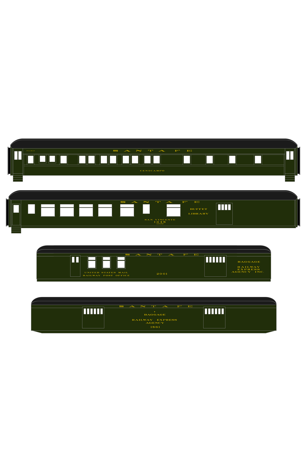 Santa Fe Heavyweight Passenger Cars Bronze Gold #1