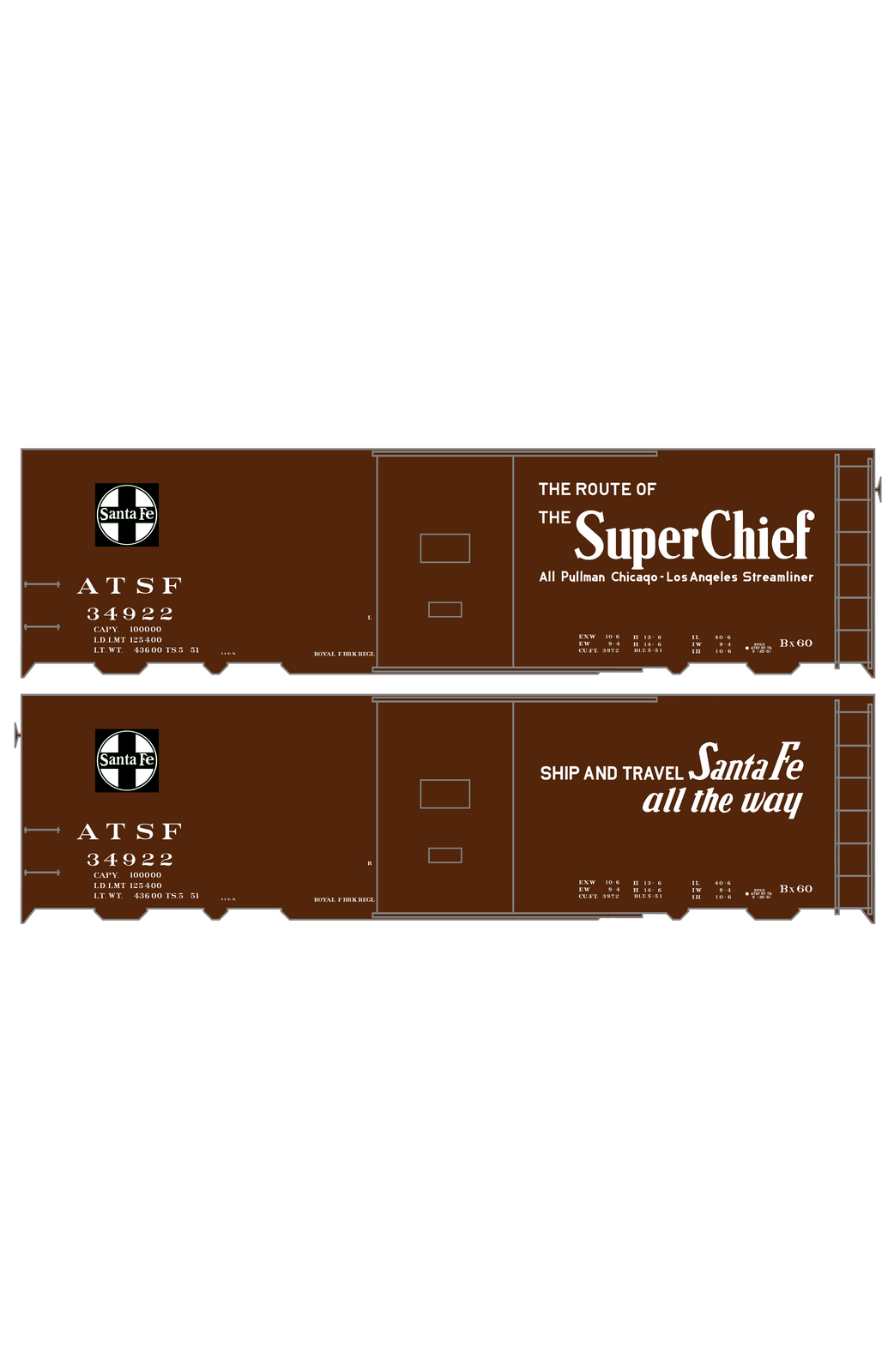 Santa Fe 40 Ft Single Door Boxcar White Super Chief