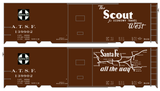 Santa Fe 40 Ft Single Door Boxcar White Scout Curvy Map - Decal