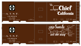 Santa Fe 40 Ft Single Door Boxcar White Super Chief/Map - Decal
